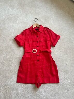 Banana Republic Red Button-Up Shirt Dress